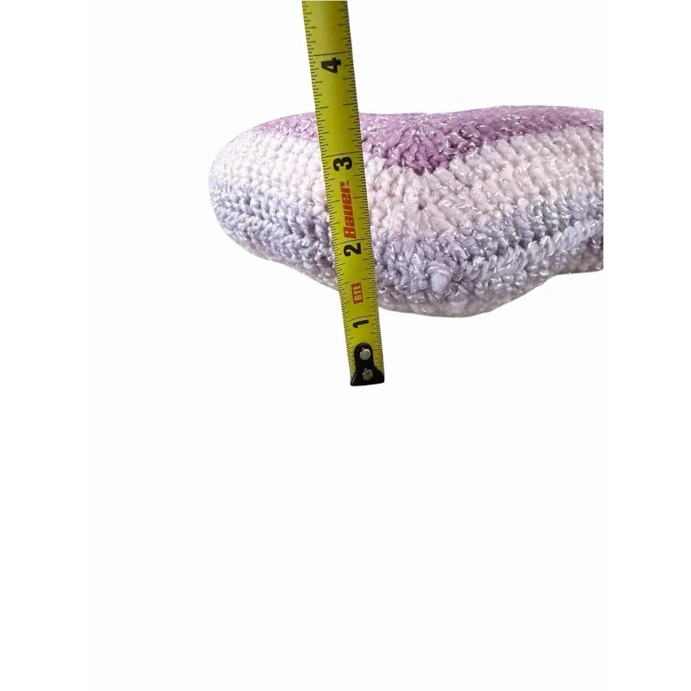 New Handmade Crochet Mini Throw Pillow pink purple heart